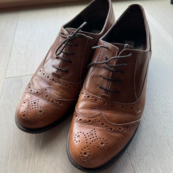 Artisan Golden leather oxfords handmade in Peru (size 39 EU, 8.5 US) - Picture 1 of 8